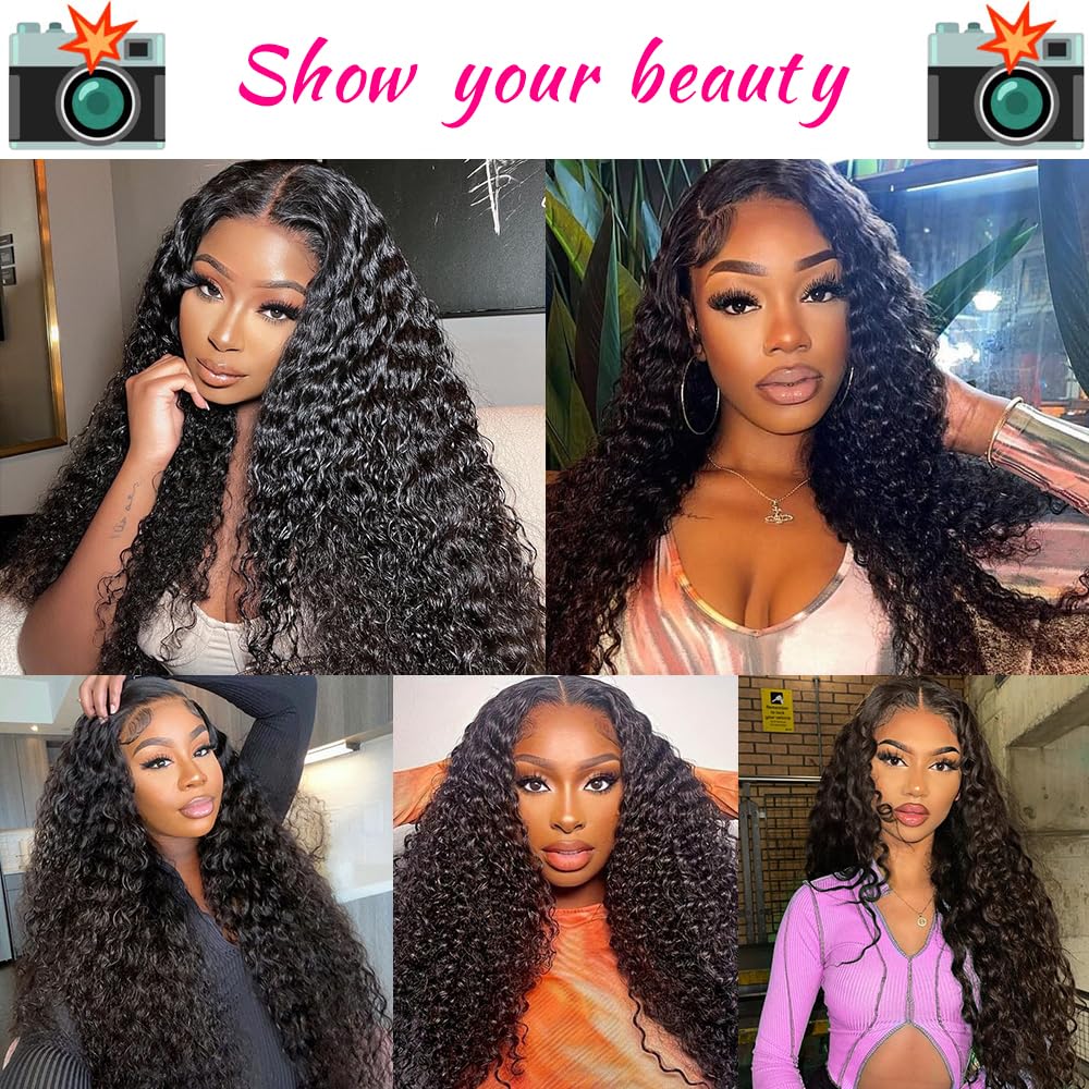 13x6 Deep Wave Lace Front Wig – 200% Density, HD Transparent, Pre-Plucked, Glueless Curly Human Hair