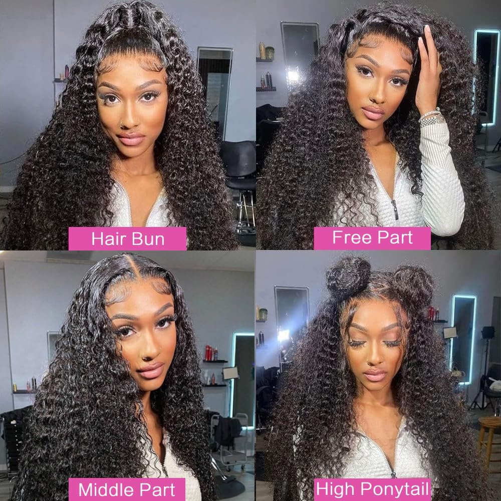 13x6 Deep Wave Lace Front Wig – 200% Density, HD Transparent, Pre-Plucked, Glueless Curly Human Hair