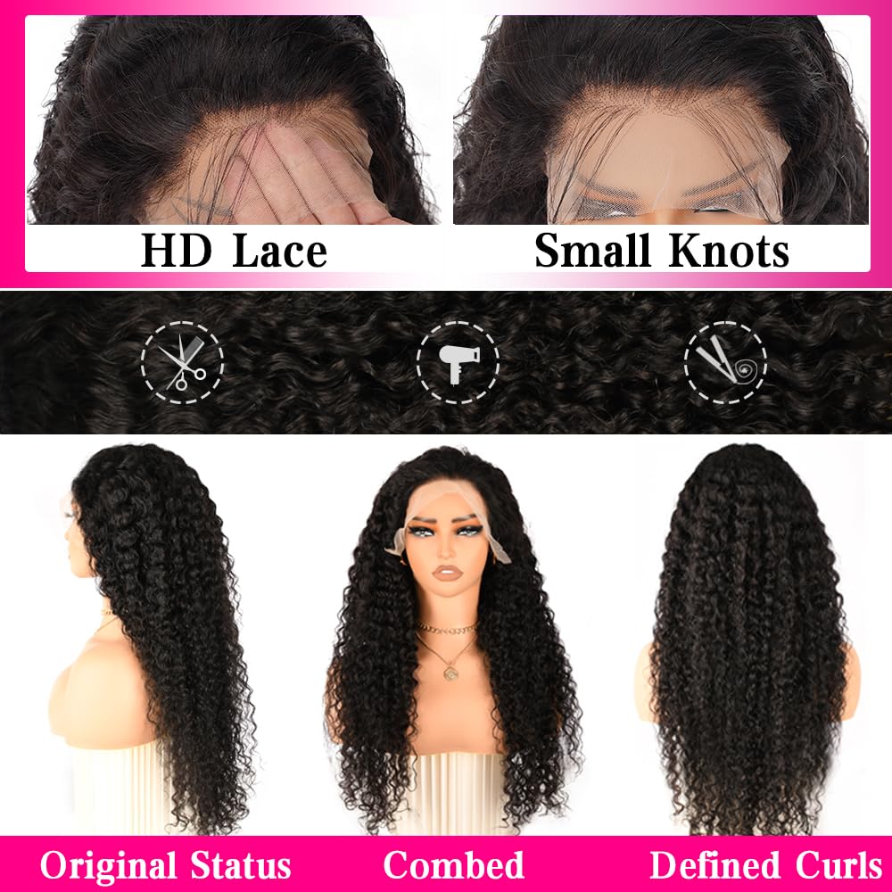 13x6 Deep Wave Lace Front Wig – 200% Density, HD Transparent, Pre-Plucked, Glueless Curly Human Hair