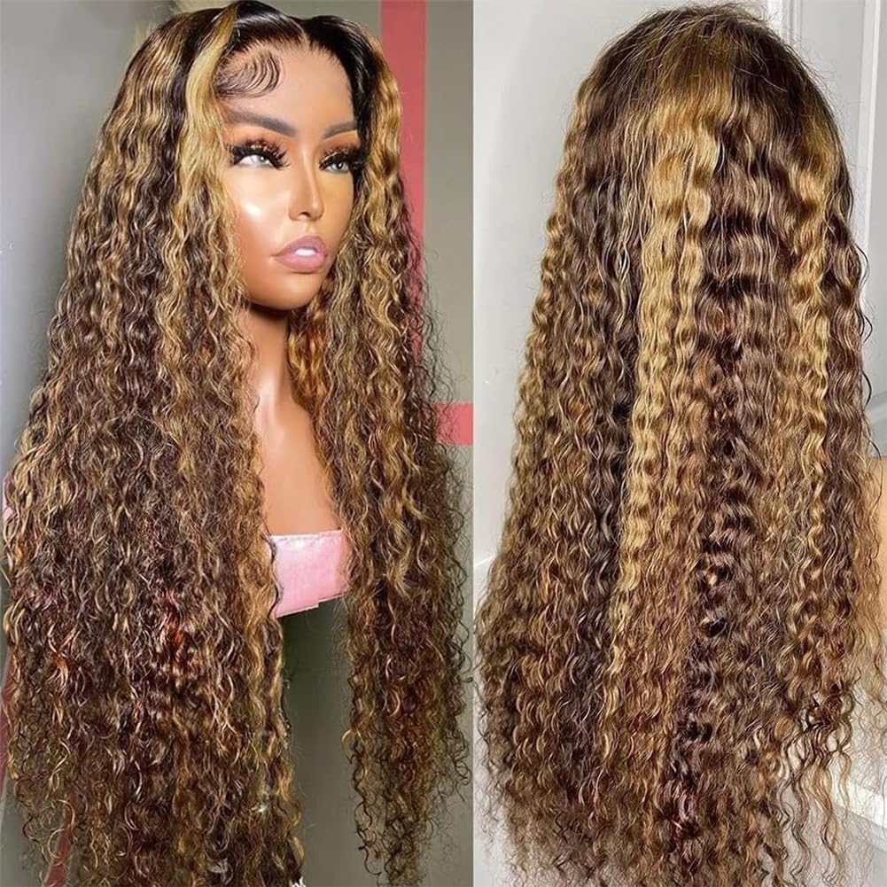 13x6 Highlight Lace Front Wig – 4/27 Ombre Deep Wave Human Hair, Honey Blonde, Pre-Plucked