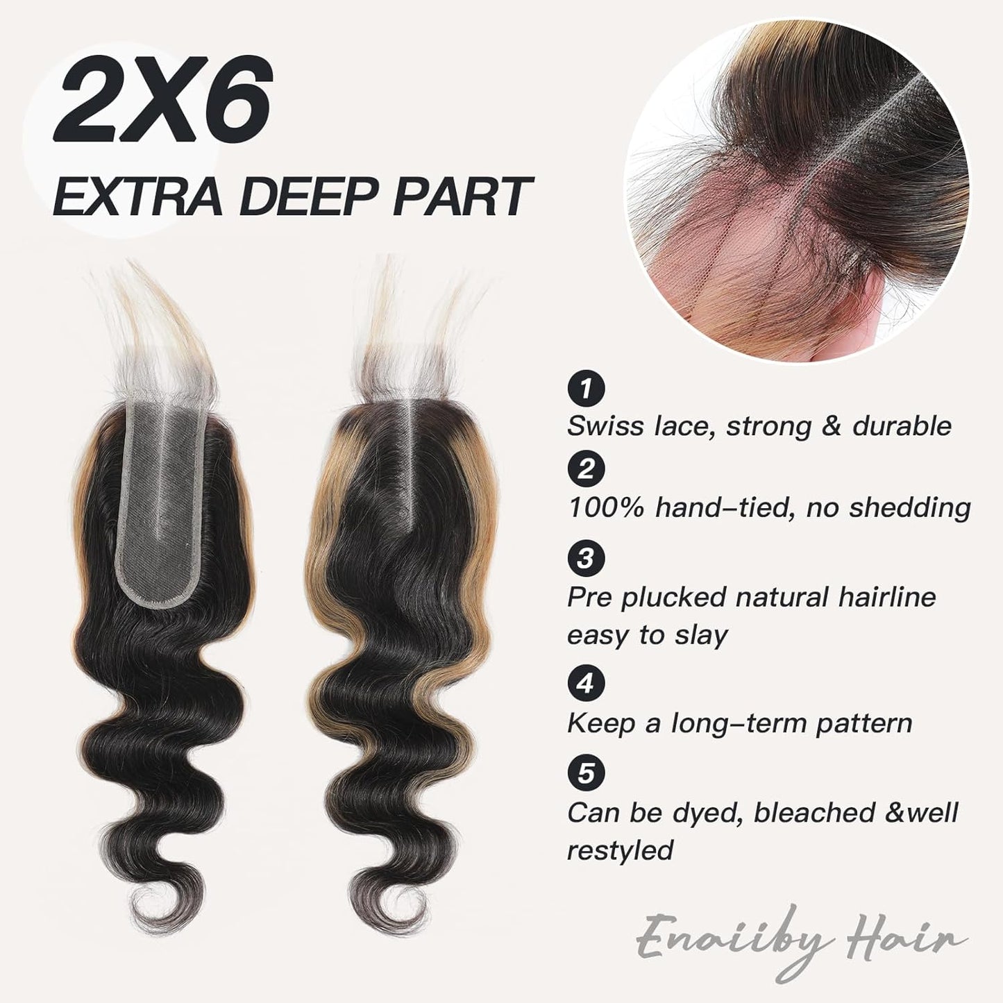 Honey Blonde Body Wave Bundles with 2x6 Closure – #FB27 Ombre Human Hair