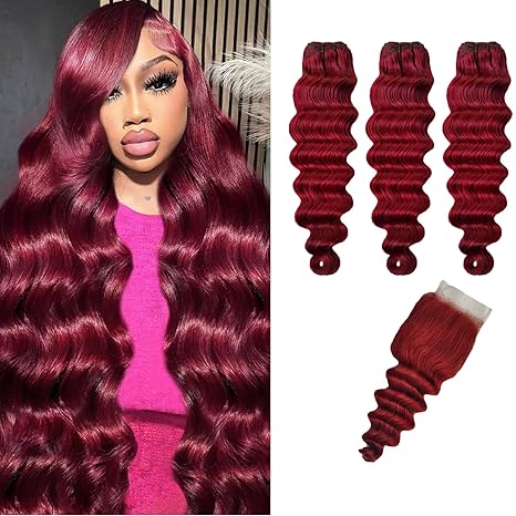 Blonde Highlight Loose Deep Wave Bundles with 4x4 HD Lace Closure - Human Hair