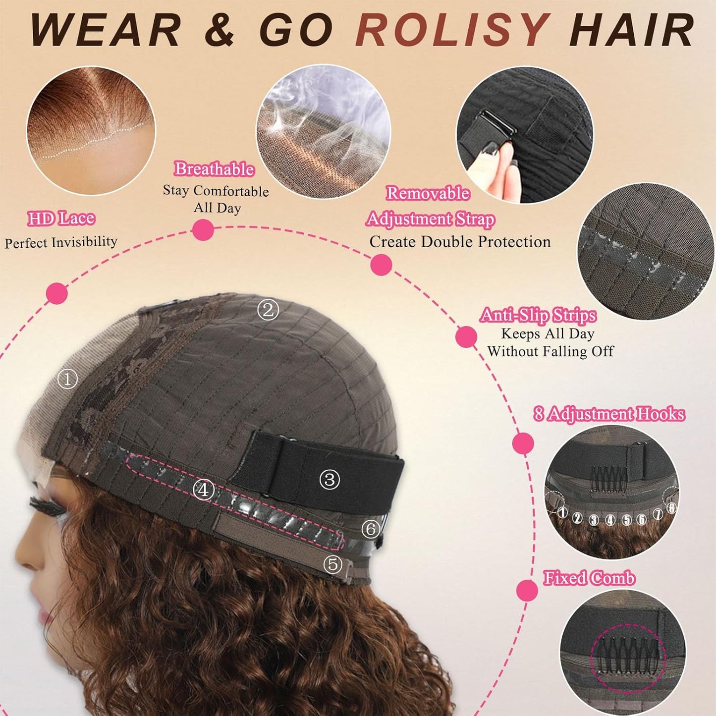Chocolate Brown Water Wave Bob Wig – 4x4 HD Lace, 12'' Human Hair, Glueless, Pre-Plucked