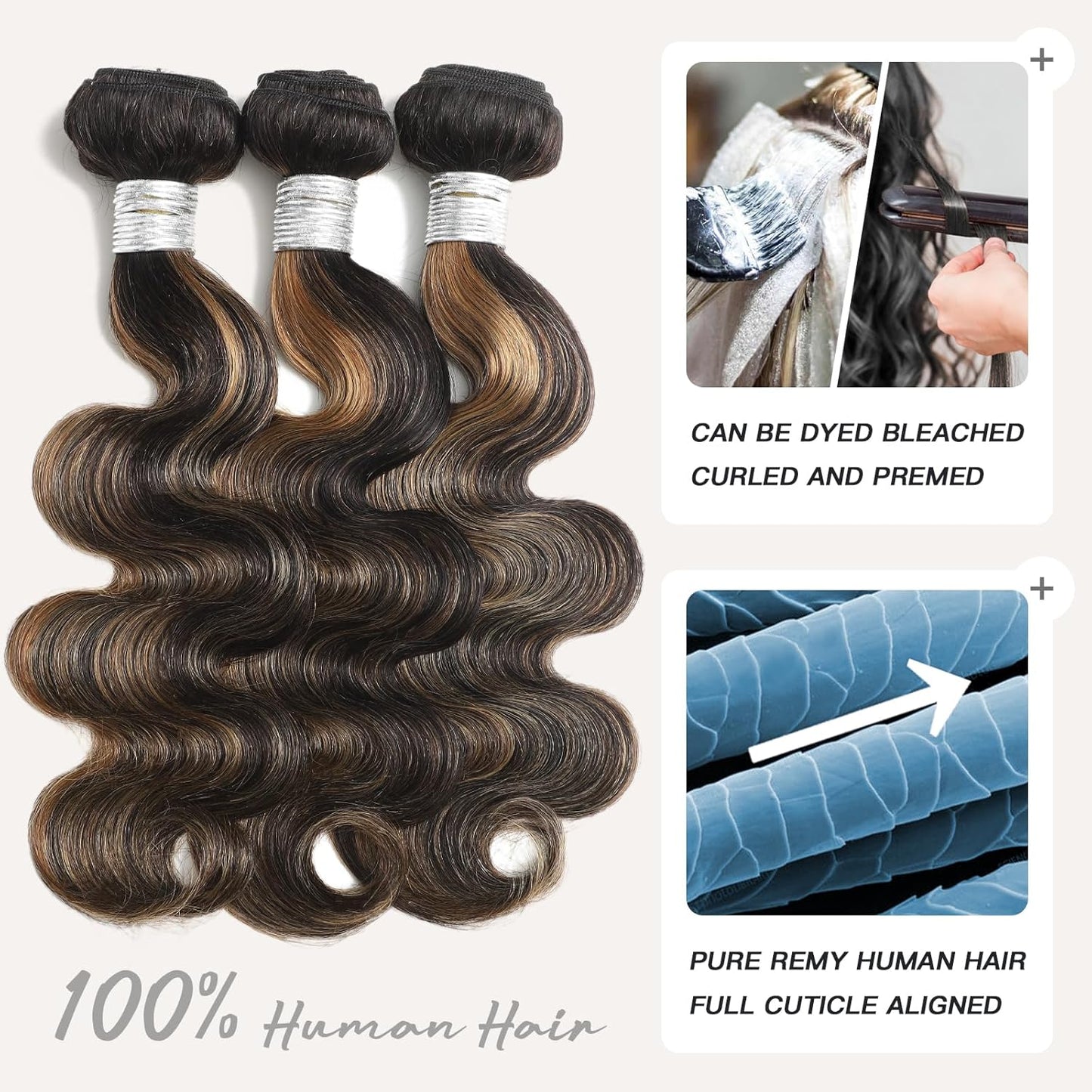 Honey Blonde Body Wave Bundles with 2x6 Closure – #FB27 Ombre Human Hair