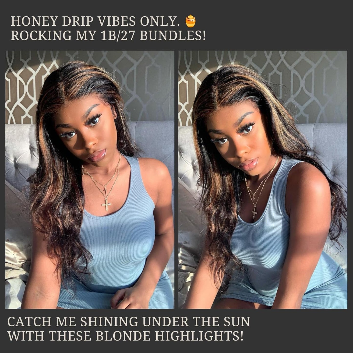 Honey Blonde Body Wave Bundles with 2x6 Closure – #FB27 Ombre Human Hair