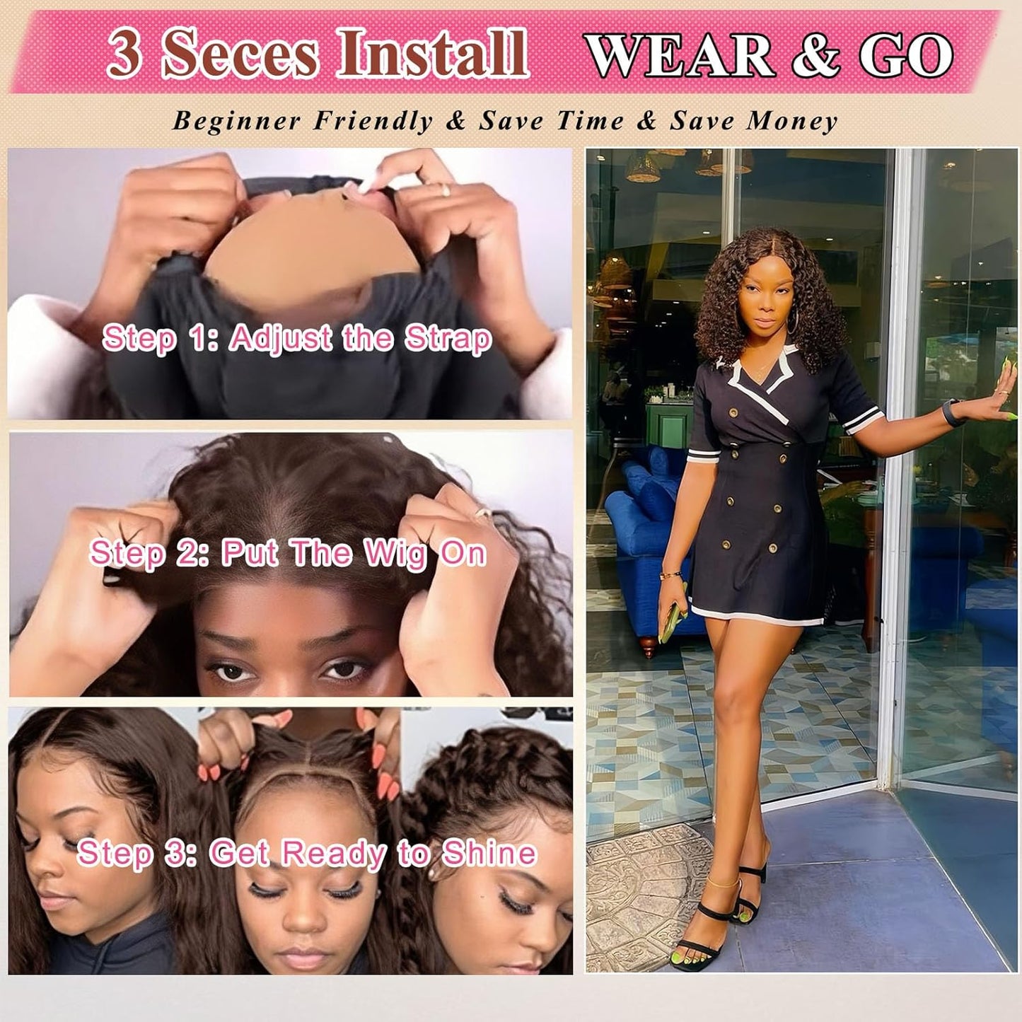 Chocolate Brown Water Wave Bob Wig – 4x4 HD Lace, 12'' Human Hair, Glueless, Pre-Plucked