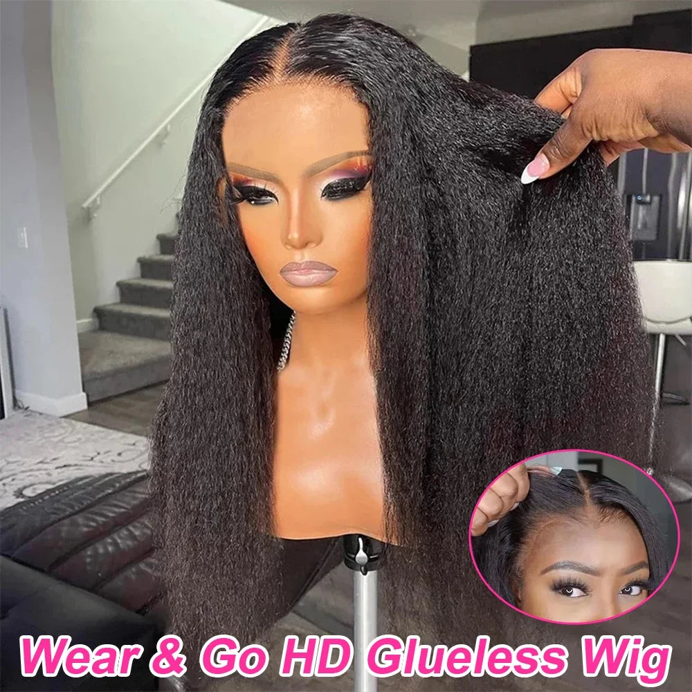 250% Kinky Straight HD Lace Wig – 13x6 Glueless Yaki Human Hair