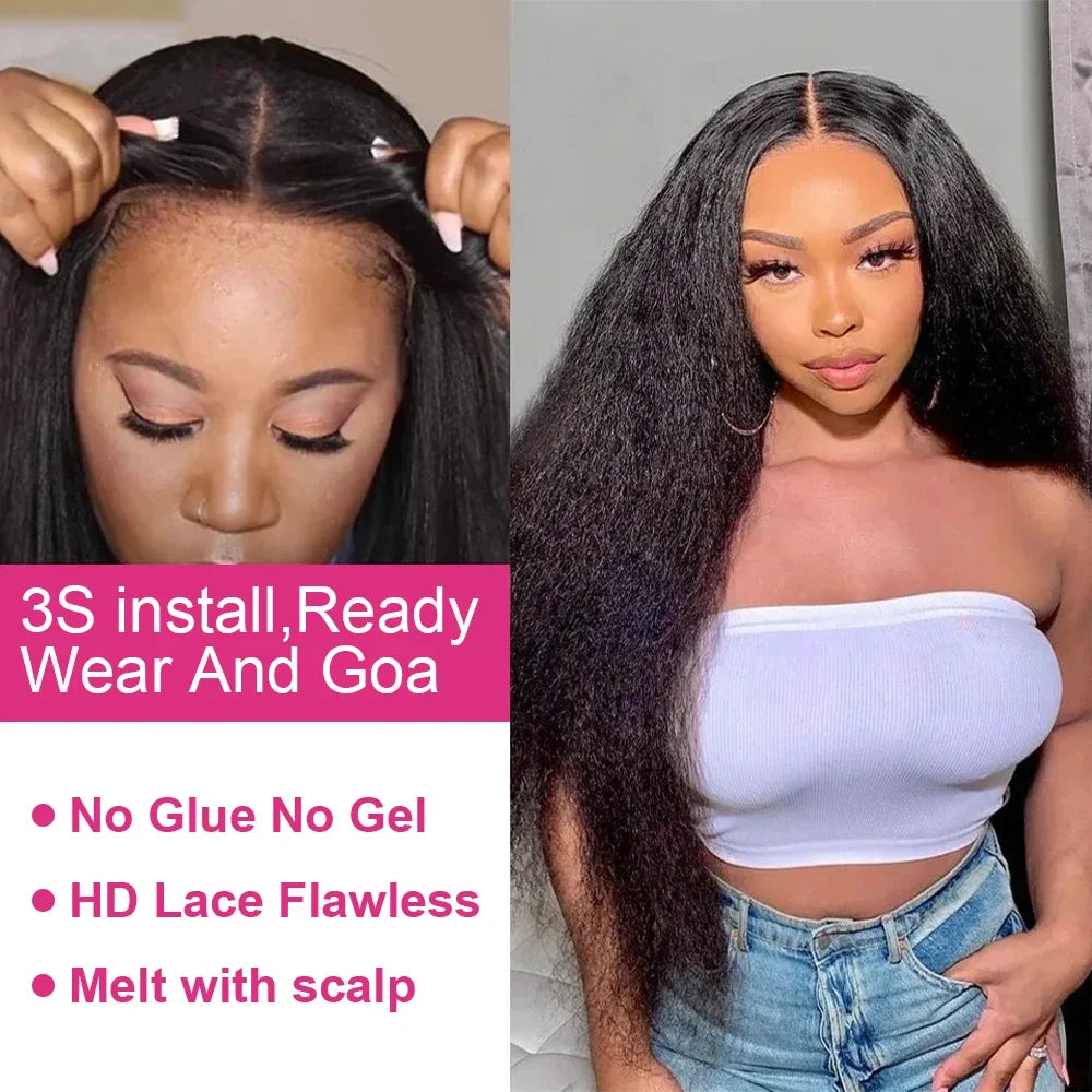 250% Kinky Straight HD Lace Wig – 13x6 Glueless Yaki Human Hair