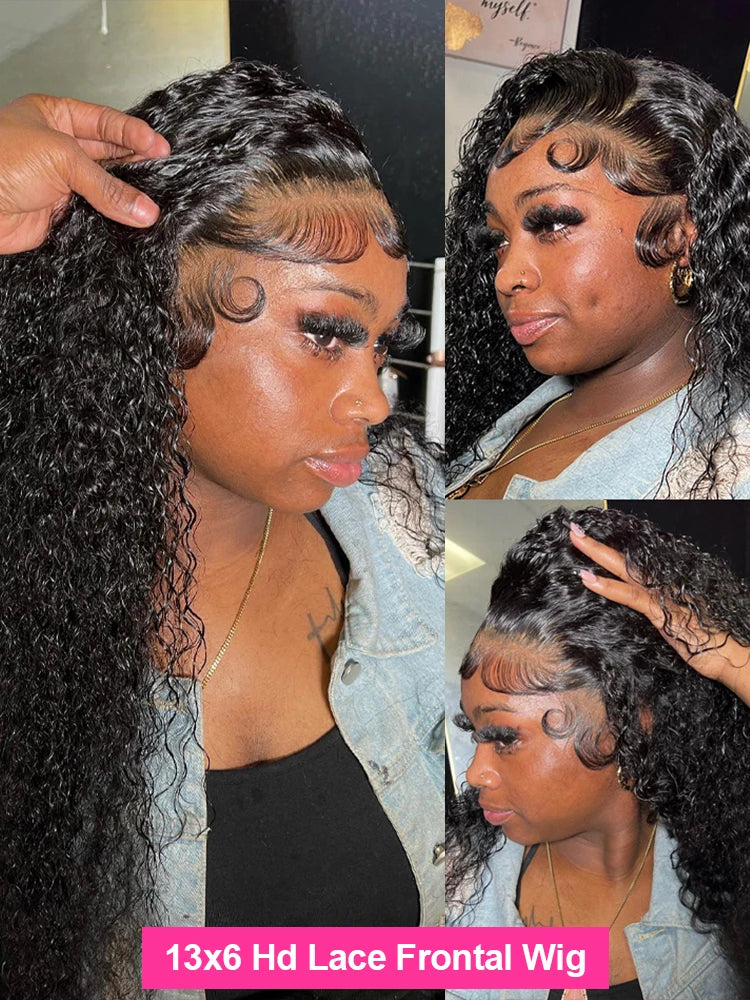 250 Density Deep Wave Lace Front Wig 13x6 HD Human Hair Wig