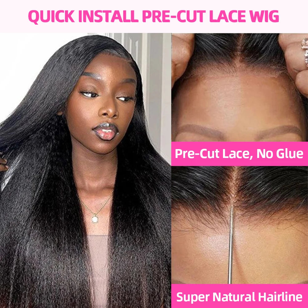 250% Kinky Straight HD Lace Wig – 13x6 Glueless Yaki Human Hair