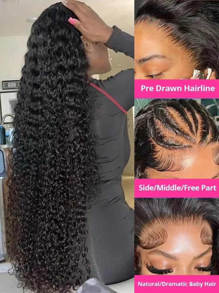 250 Density Deep Wave Lace Front Wig 13x6 HD Human Hair Wig
