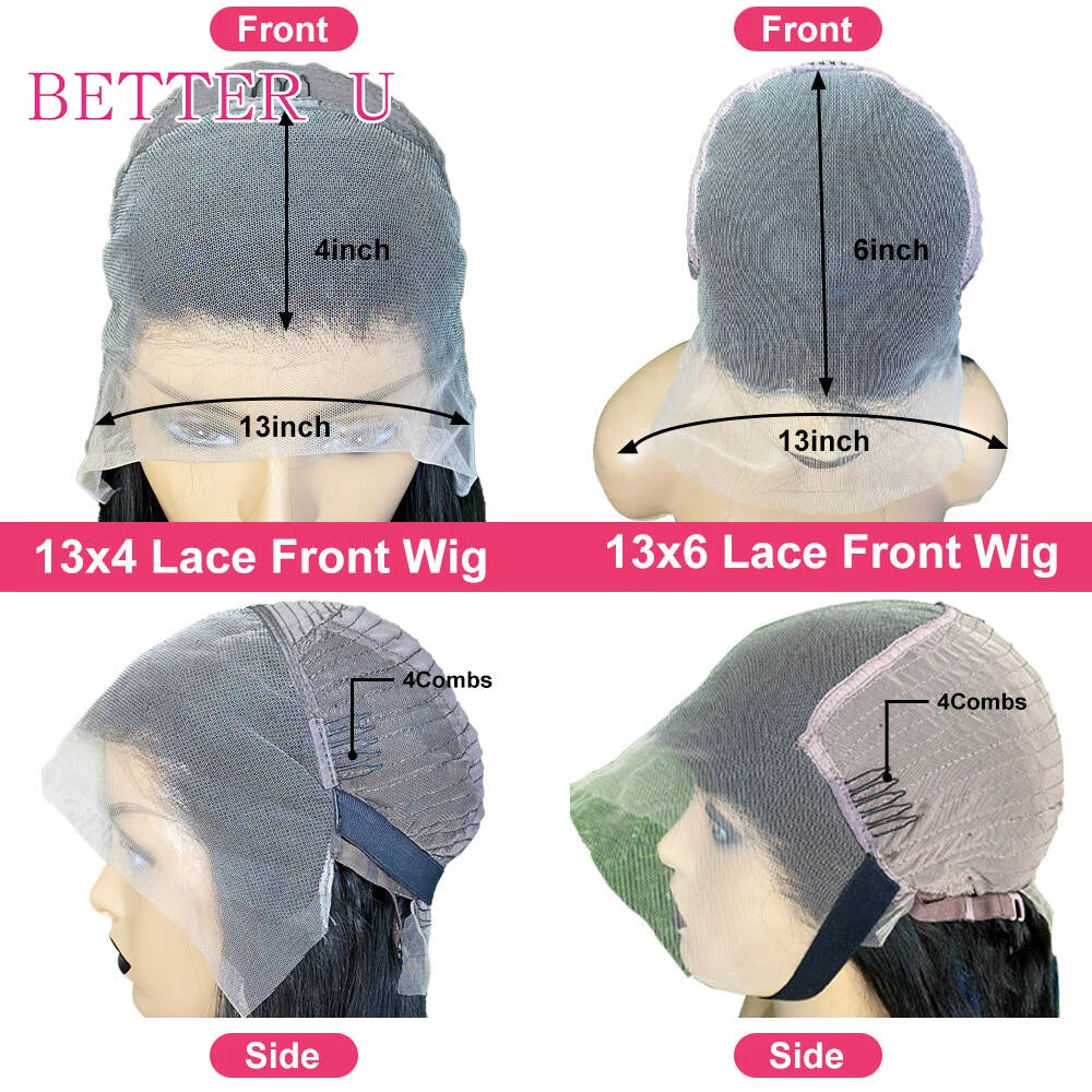 Black & Blue 13x6/13x4 HD Lace Front Wig – Straight Human Hair, Glueless