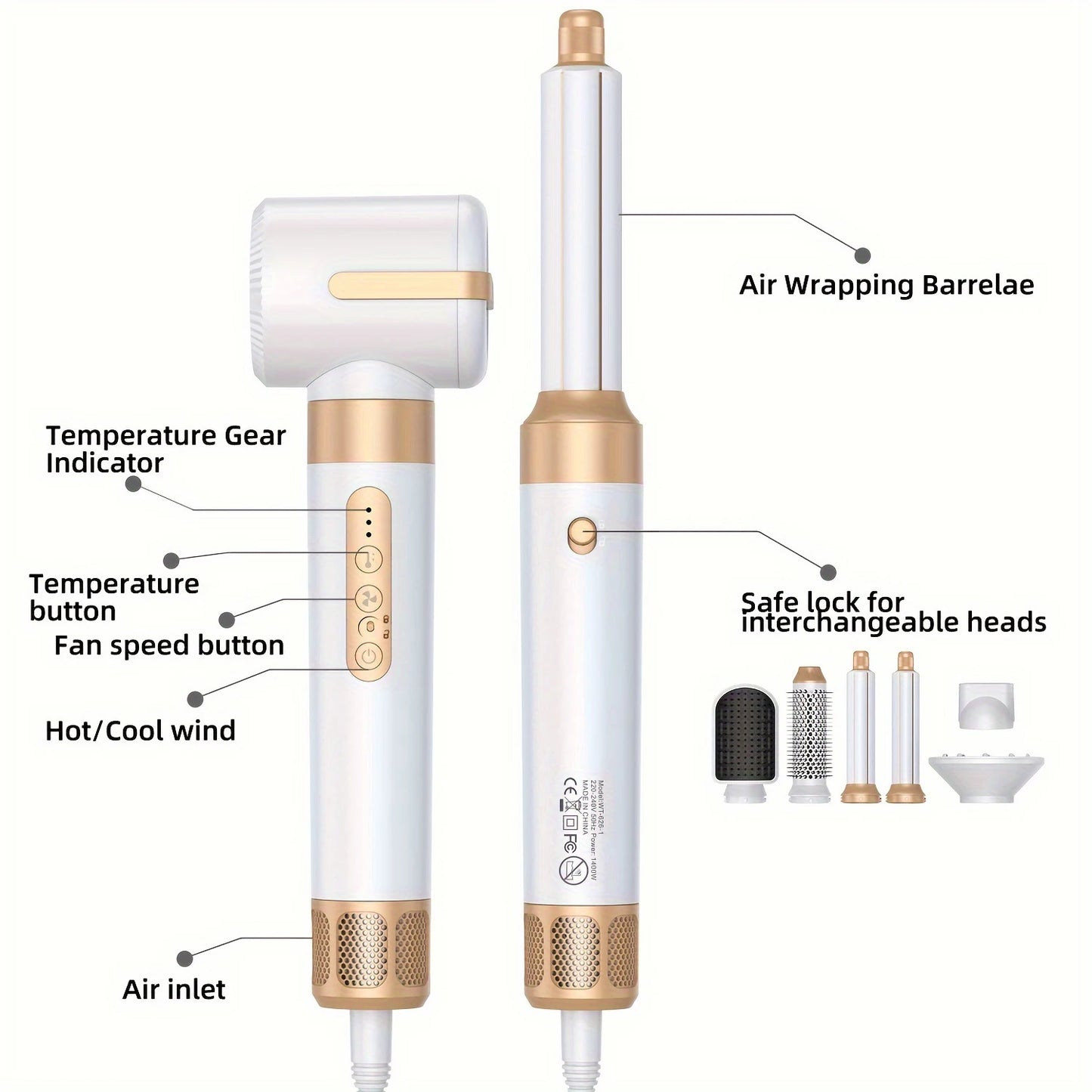 7-in-1 High Speed Hair Dryer Brush – Ionic Hot Air Styler, Diffuser, Auto Curler & Blow Dryer