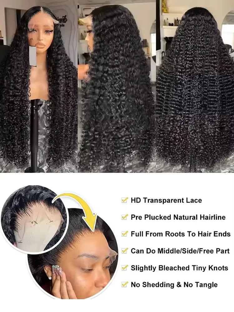 250 Density Deep Wave Lace Front Wig 13x6 HD Human Hair Wig