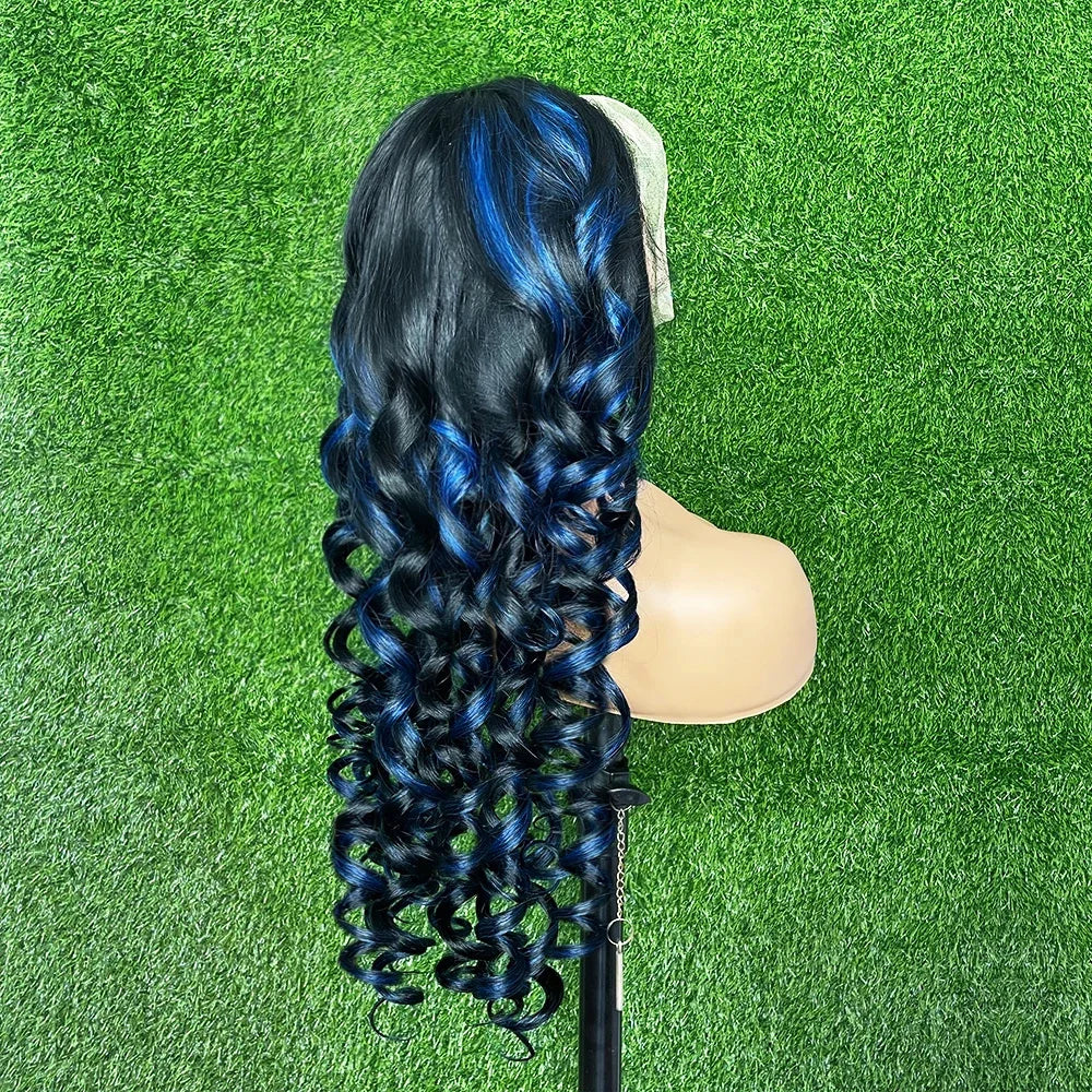 Black & Blue 13x6/13x4 HD Lace Front Wig – Straight Human Hair, Glueless