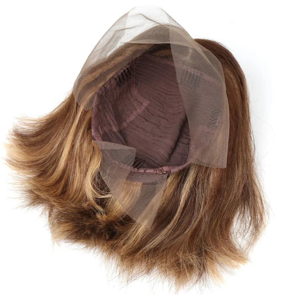 4/27 Highlight Straight Bob Wig 13x4 HD Lace Human Hair Wig