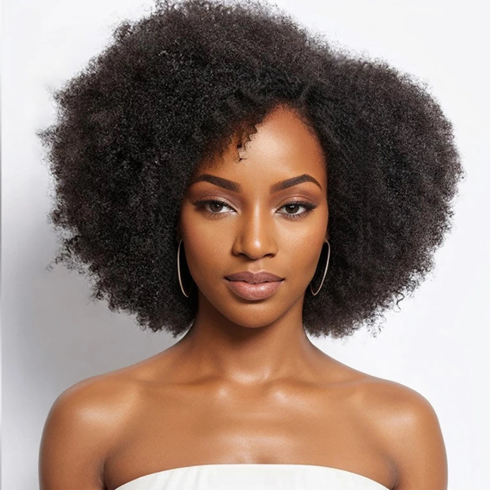 Afro Kinky Curly 13x4x2 HD Lace Bob Wig – Glueless Human Hair, 250% Density