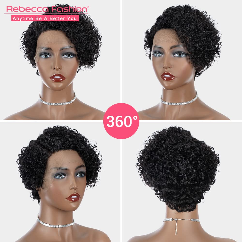 Curly Pixie Cut Lace Front Wig – Short Water Wave Human Hair, 13x5.5x0.5 HD Lace