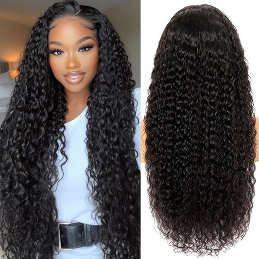 13x6 Deep Wave Lace Front Wig – 200% Density, HD Transparent, Pre-Plucked, Glueless Curly Human Hair