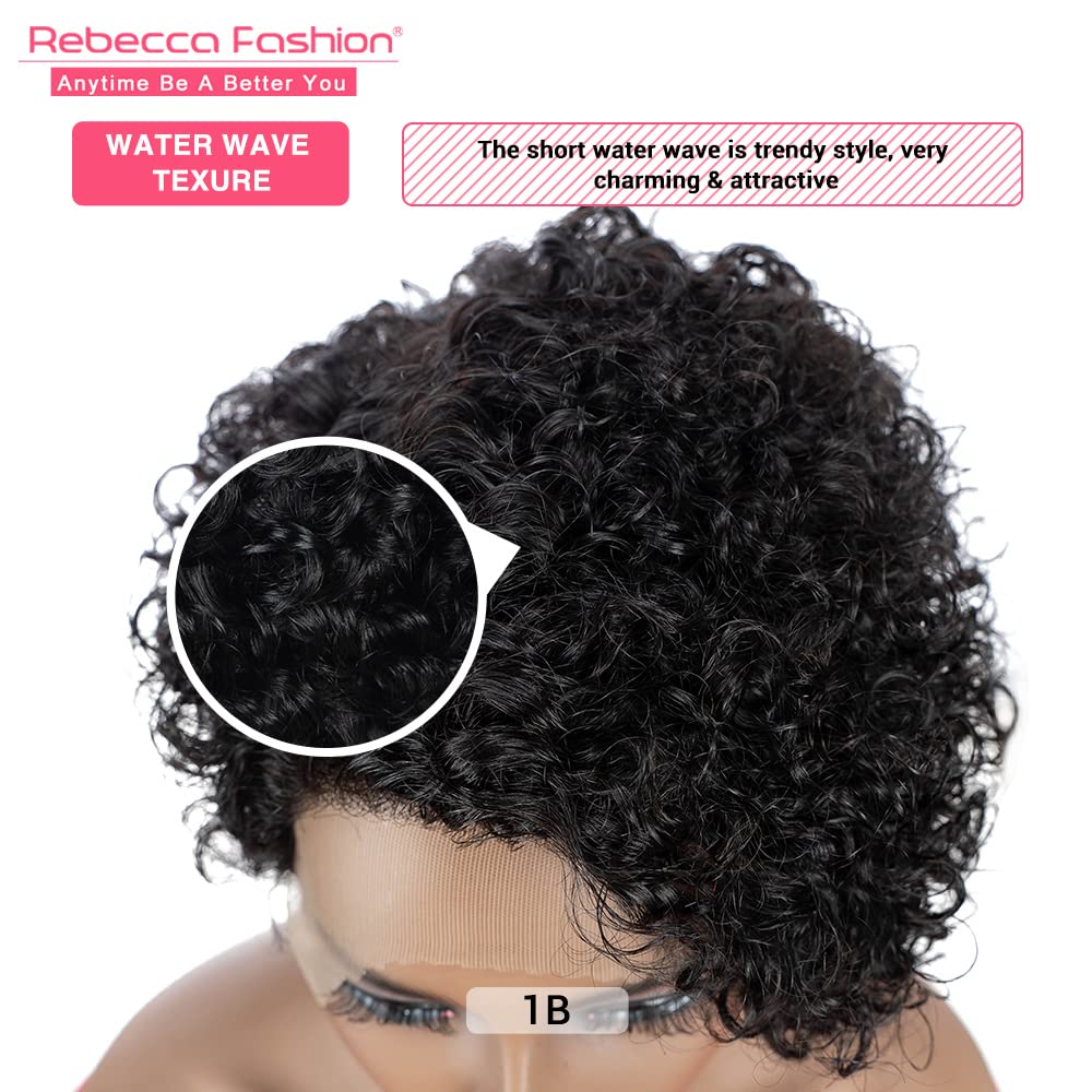 Curly Pixie Cut Lace Front Wig – Short Water Wave Human Hair, 13x5.5x0.5 HD Lace
