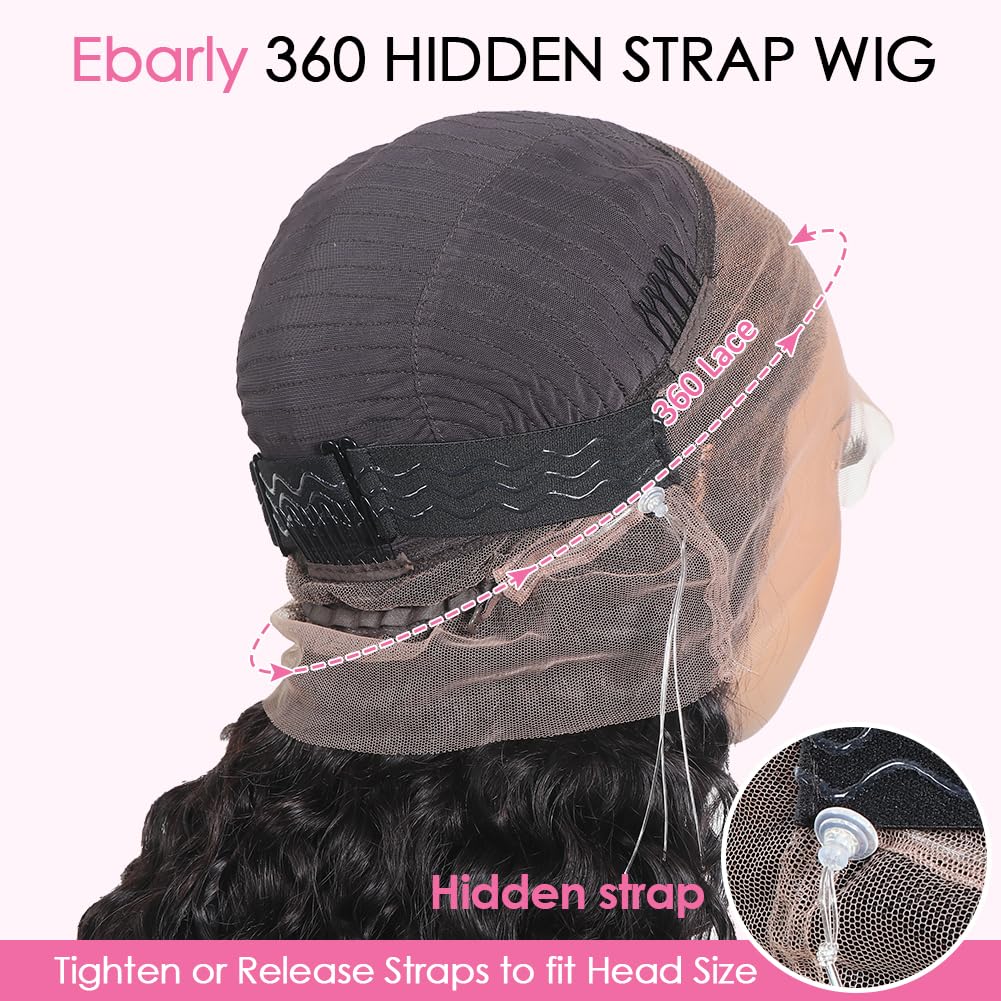 360 Glueless Water Wave Wig Human Hair – HD Full Lace, Pre-Plucked & Bleached, 180% Density with Hidden Strap & Drawstring