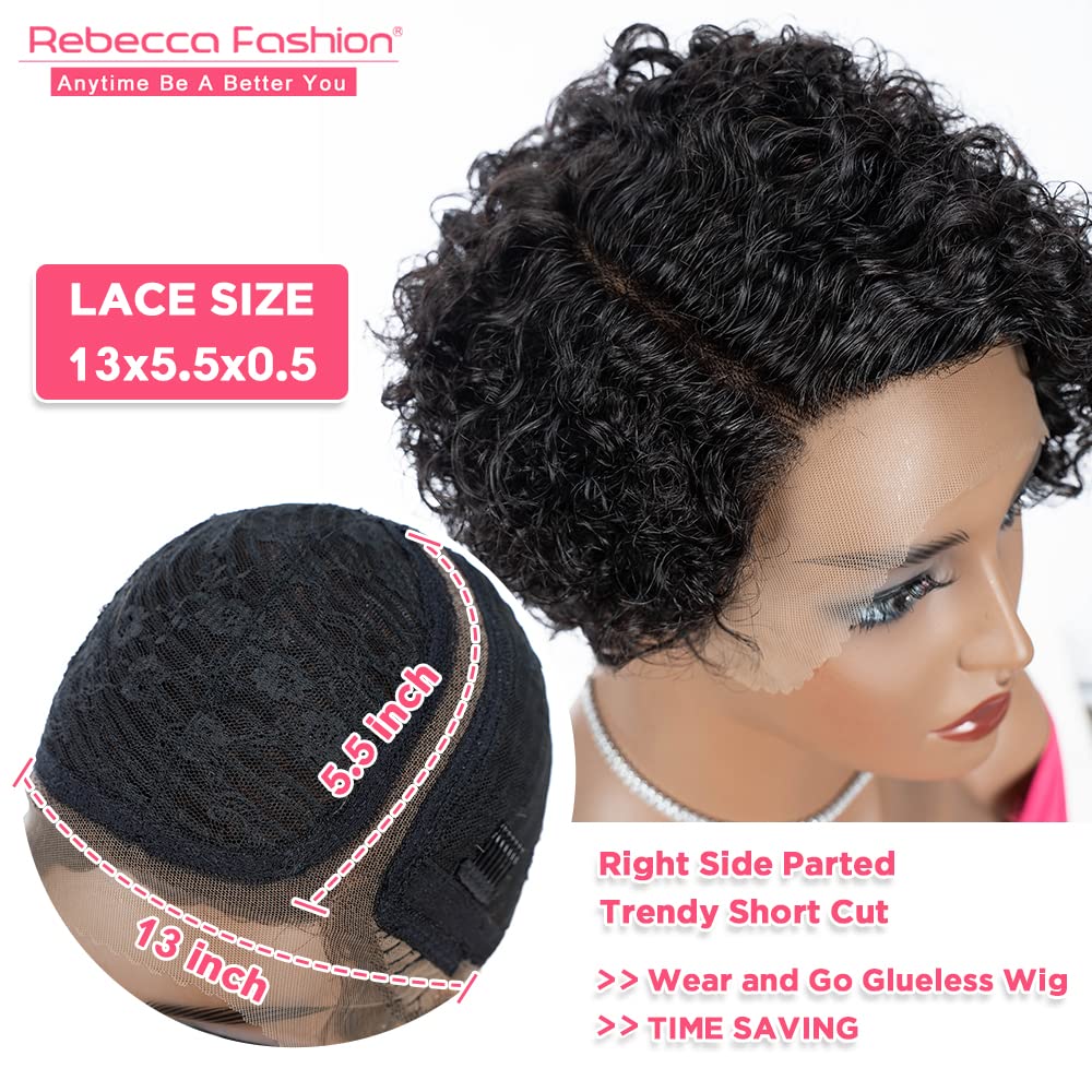 Curly Pixie Cut Lace Front Wig – Short Water Wave Human Hair, 13x5.5x0.5 HD Lace