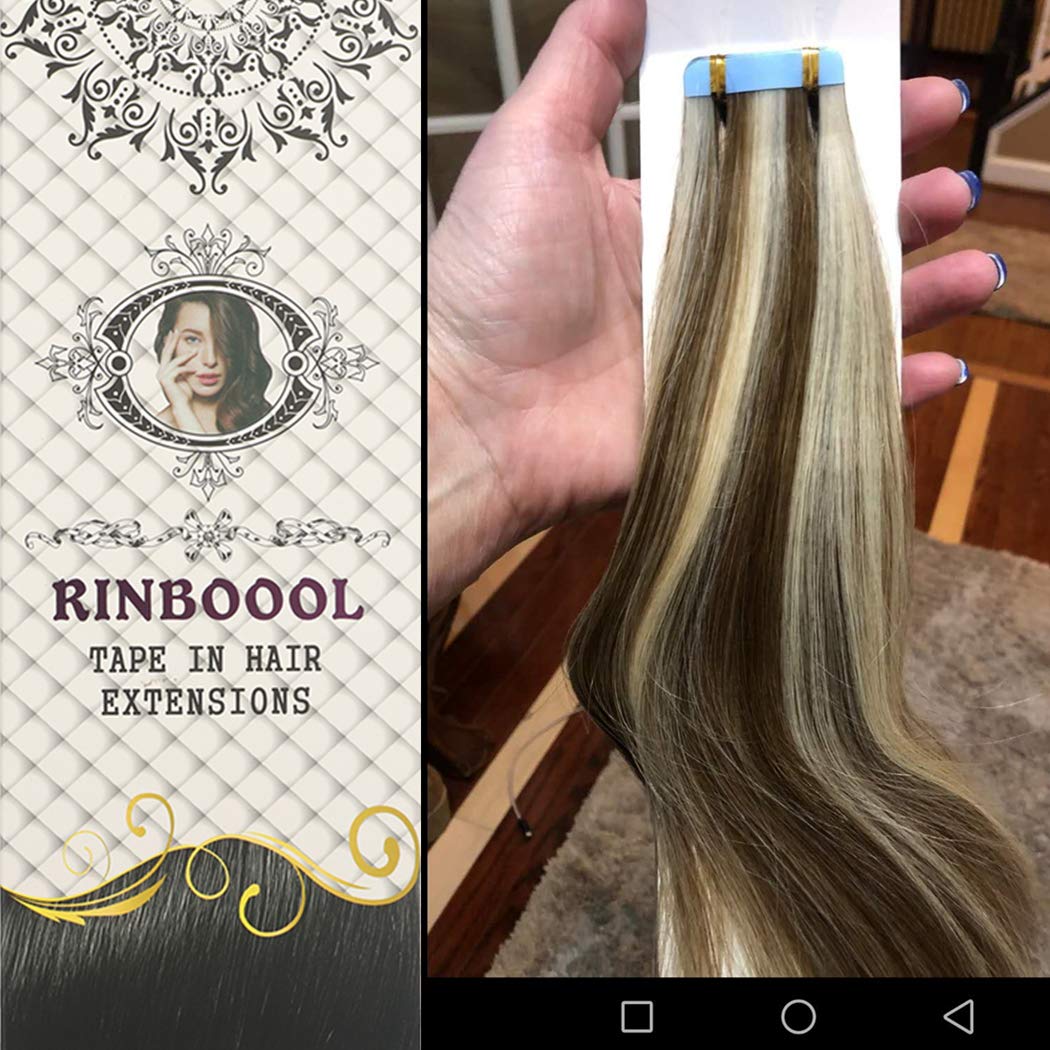 16" Tape-In Human Hair Extensions, Remy, 40g 2-Tone 6/60
