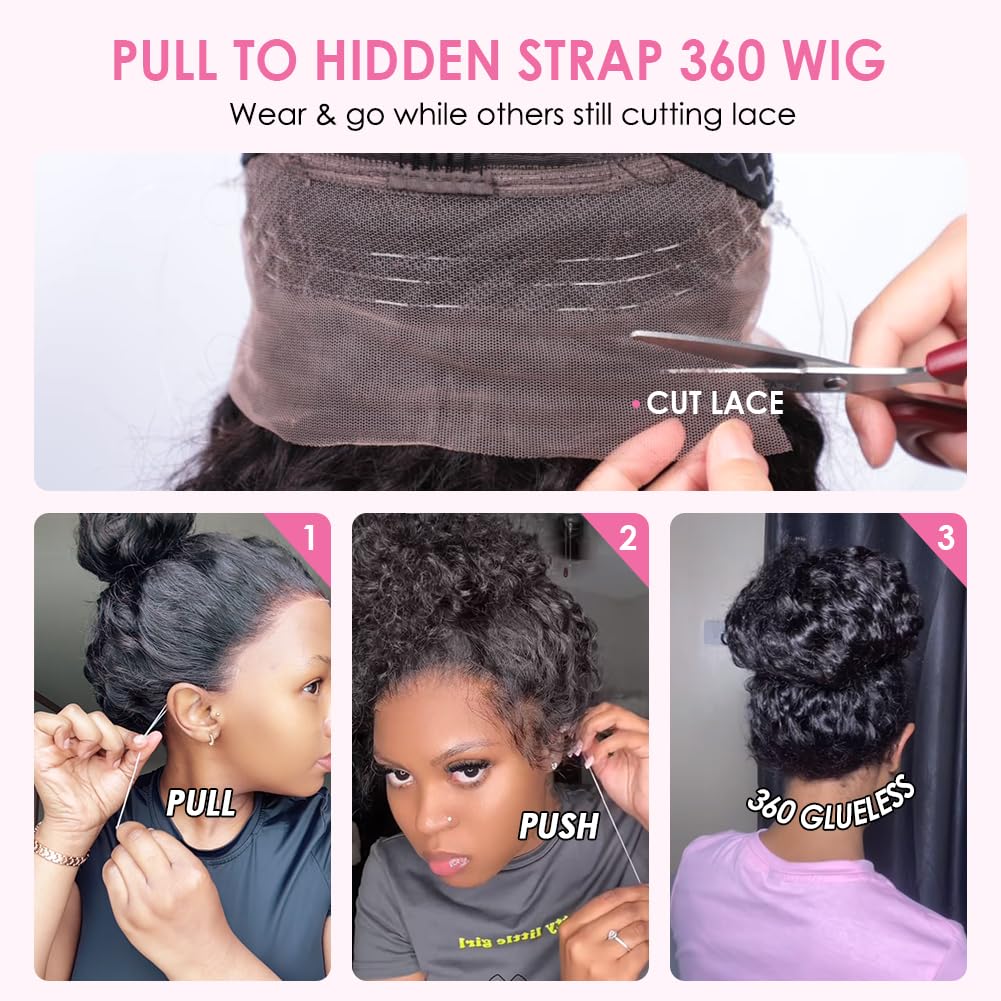360 Glueless Water Wave Wig Human Hair – HD Full Lace, Pre-Plucked & Bleached, 180% Density with Hidden Strap & Drawstring