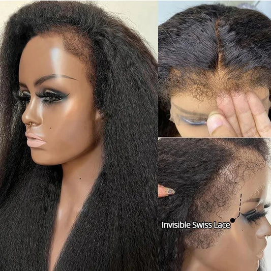 250% Kinky Straight HD Lace Wig – 13x6 Glueless Yaki Human Hair