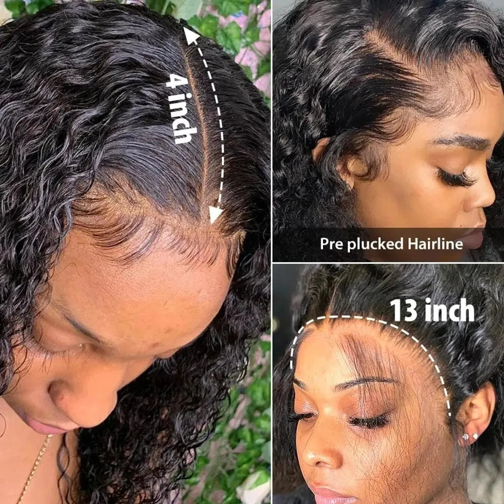 Black Curly Bob Lace Wig – Short Deep Wave Human Hair for Women