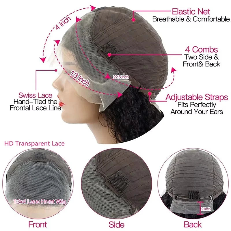 Black Curly Bob Lace Wig – Short Deep Wave Human Hair for Women
