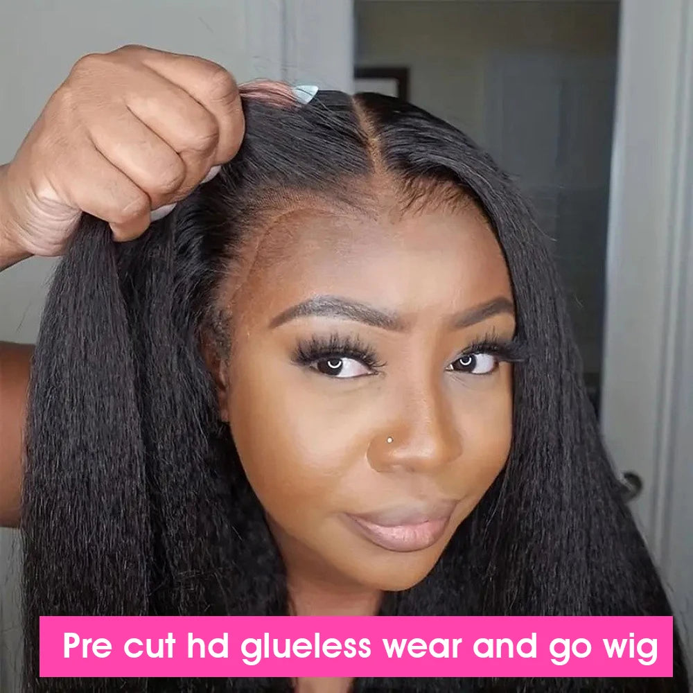 250% Kinky Straight HD Lace Wig – 13x6 Glueless Yaki Human Hair