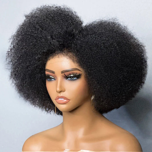 Afro Kinky Curly 13x4x2 HD Lace Bob Wig – Glueless Human Hair, 250% Density