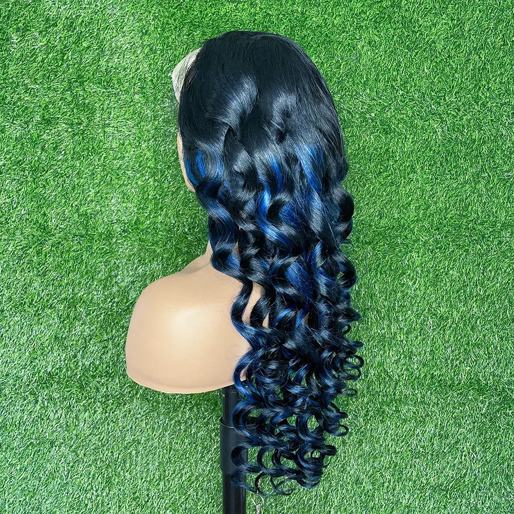 Black & Blue 13x6/13x4 HD Lace Front Wig – Straight Human Hair, Glueless