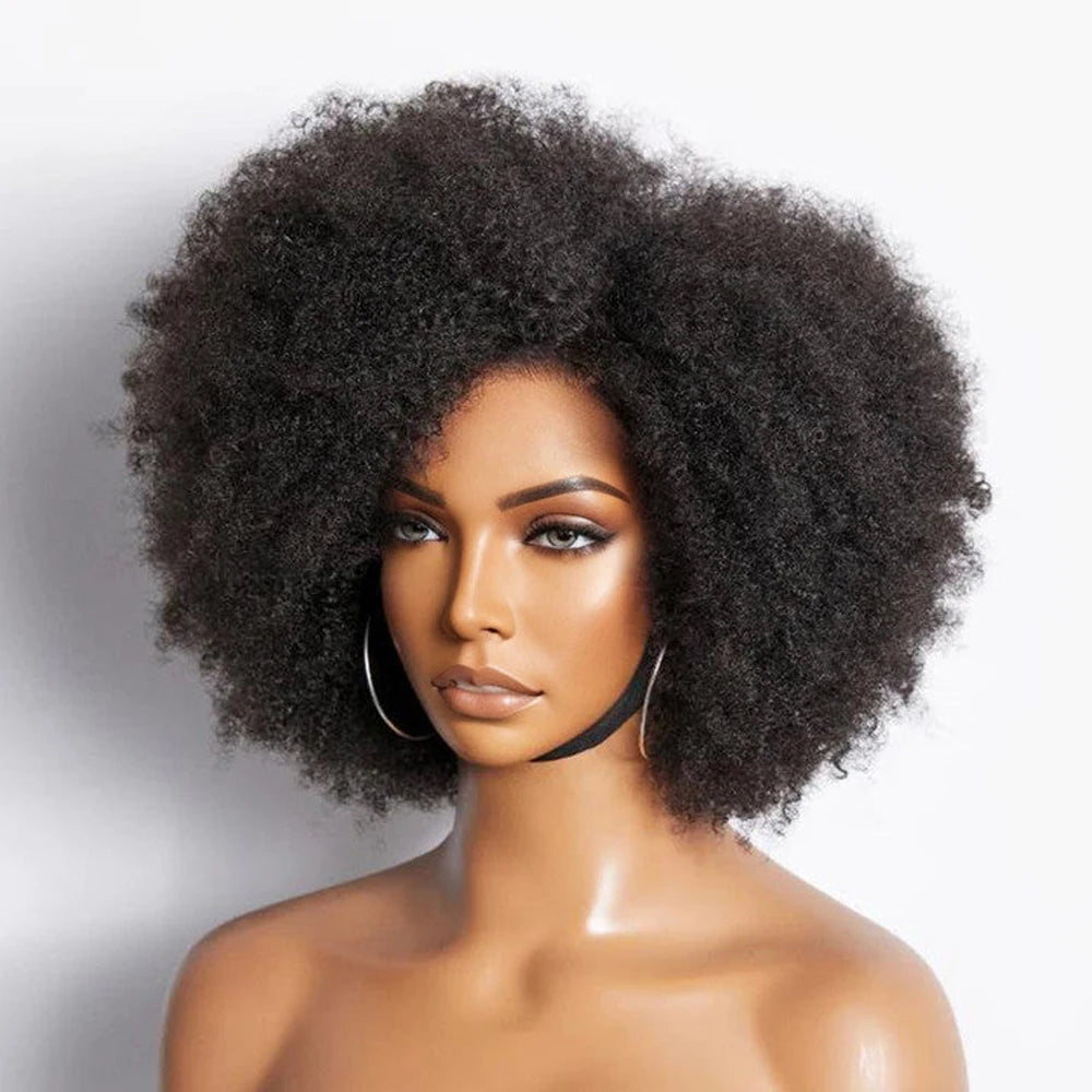 Afro Kinky Curly 13x4x2 HD Lace Bob Wig – Glueless Human Hair, 250% Density